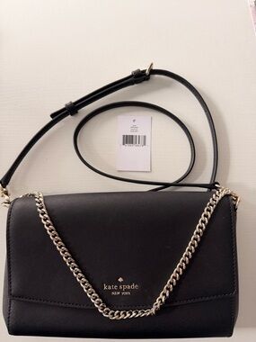 Kate Spade ♠️ Black Handbag with Gold Chain Strap/Crossbody Bag